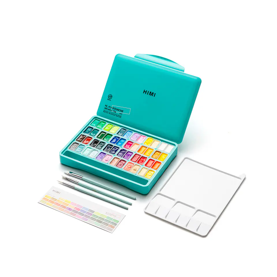 Himi Set Gouache 48 Colores 12gr + 3 Pinceles 2