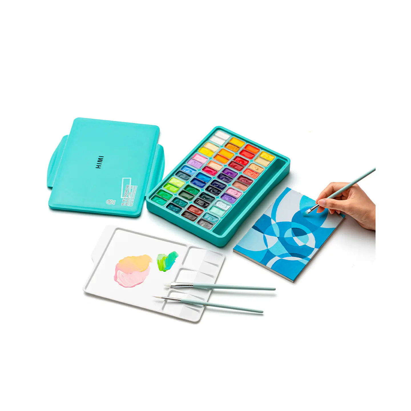 Himi Set Gouache 48 Colores 12gr + 3 Pinceles 5