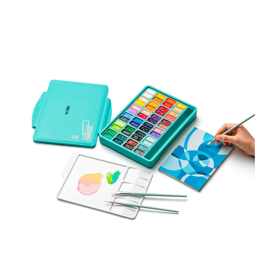 Himi Set Gouache 48 Colores 12gr + 3 Pinceles 5