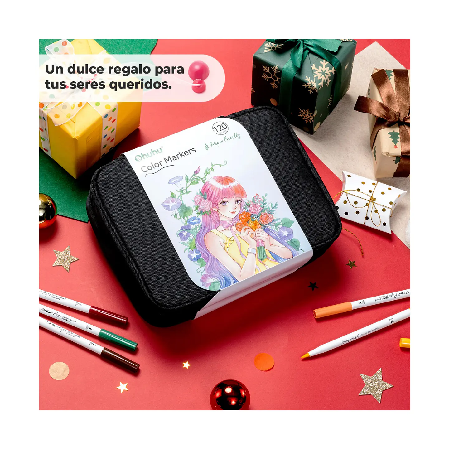 Set Marcadores Agua Ohuhu 120 Colores Puntas Pincel Y Fina 2