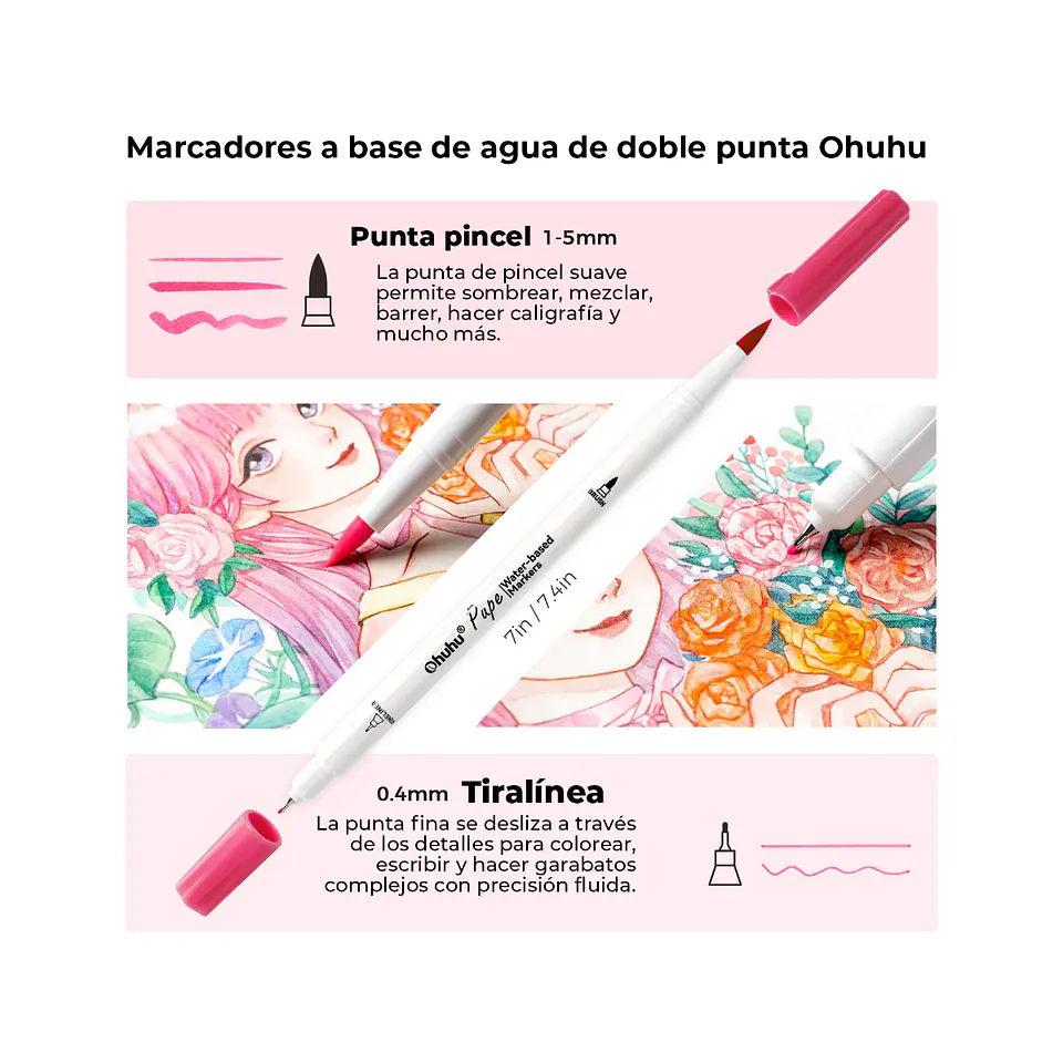 Set Marcadores Agua Ohuhu 120 Colores Puntas Pincel Y Fina 5
