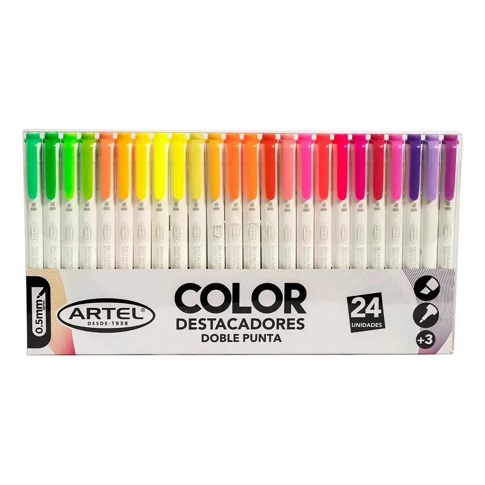 Destacador Doble Punta 24 Colores Artel 24 Colores 1