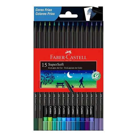 Lápices de Colores Faber-Castell SuperSoft - Set 15 Colores Fríos