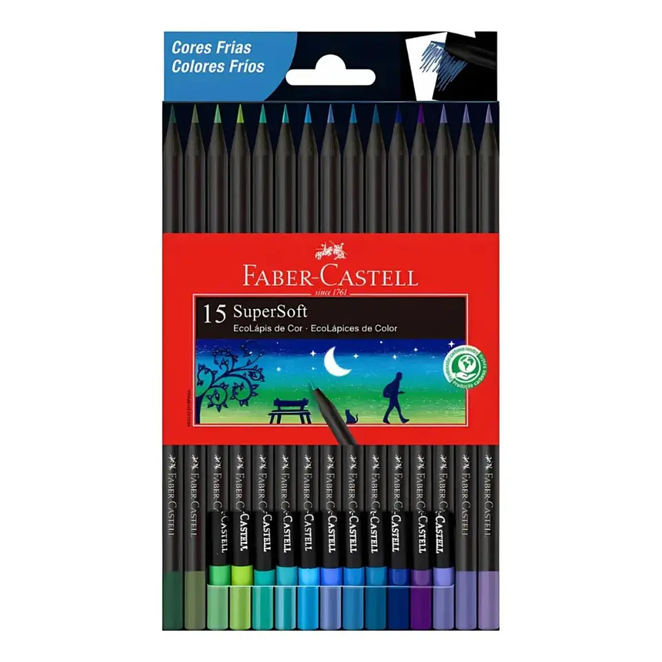 Lápices de Colores Faber-Castell SuperSoft - Set 15 Colores Fríos 1