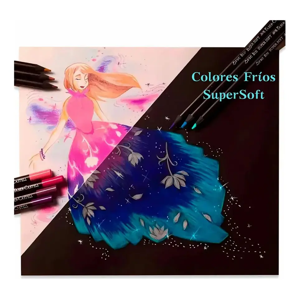 Lápices de Colores Faber-Castell SuperSoft - Set 15 Colores Fríos 4