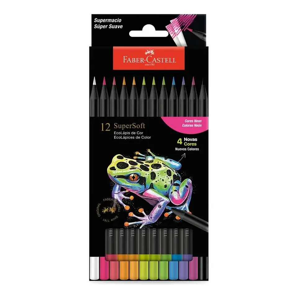 Lápices de Colores Faber-Castell SuperSoft - Set 12 Colores Neon 1