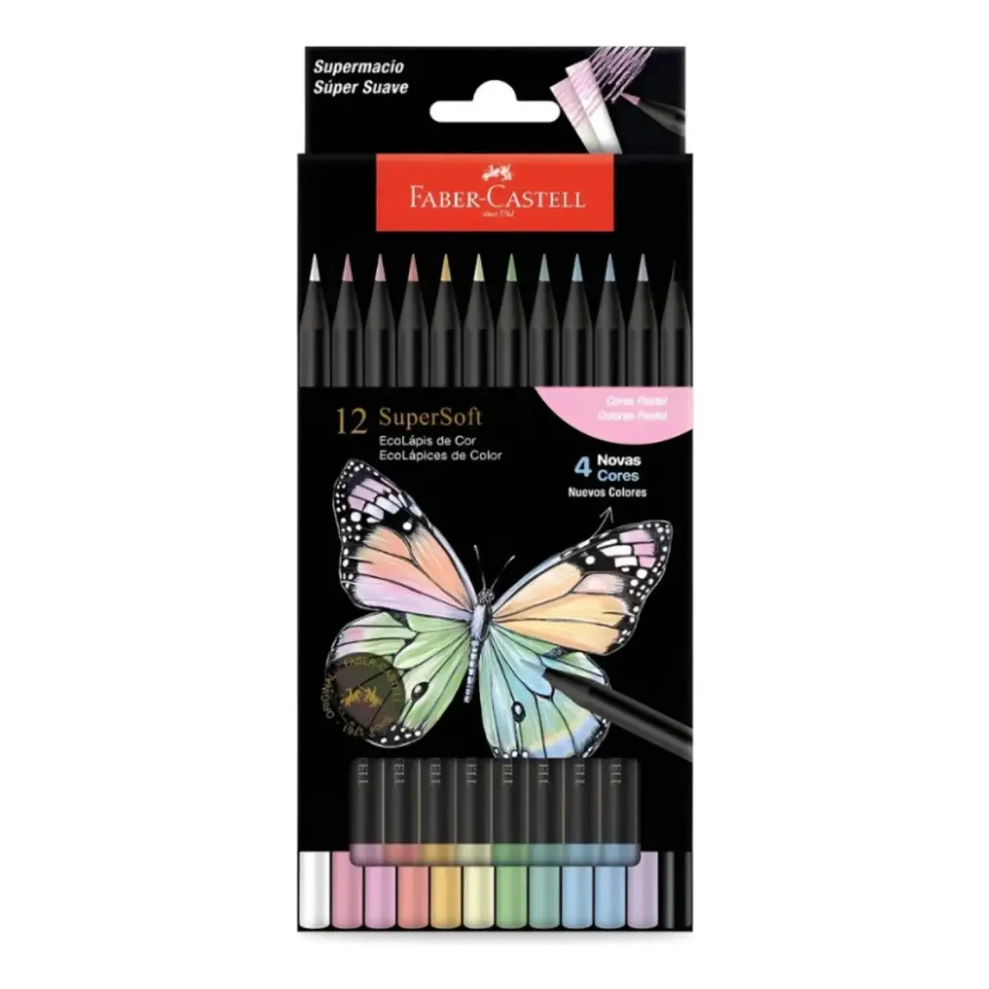 Lápices de Colores Faber-Castell SuperSoft - Set 12 Colores Pastel 1