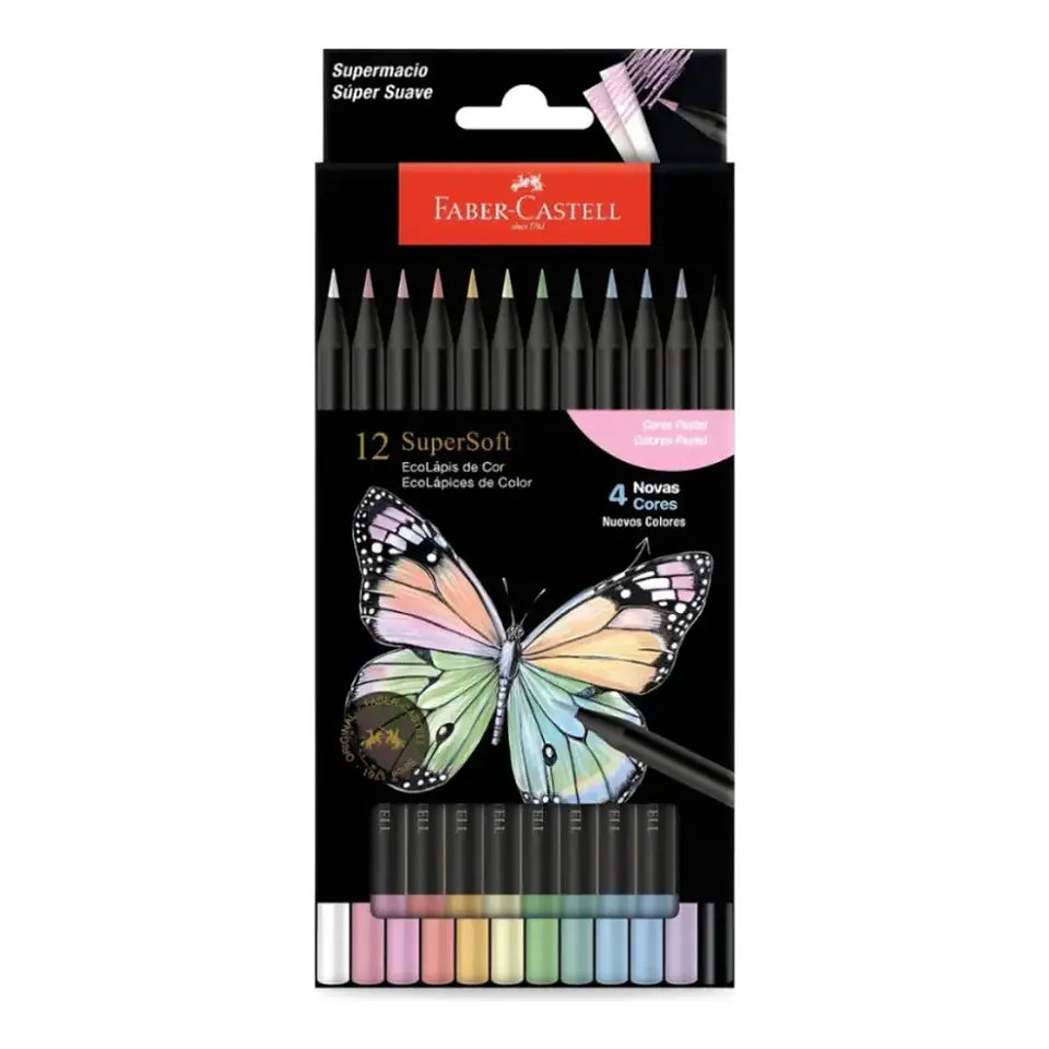 Lápices de Colores Faber-Castell SuperSoft - Set 12 Colores Pastel 1