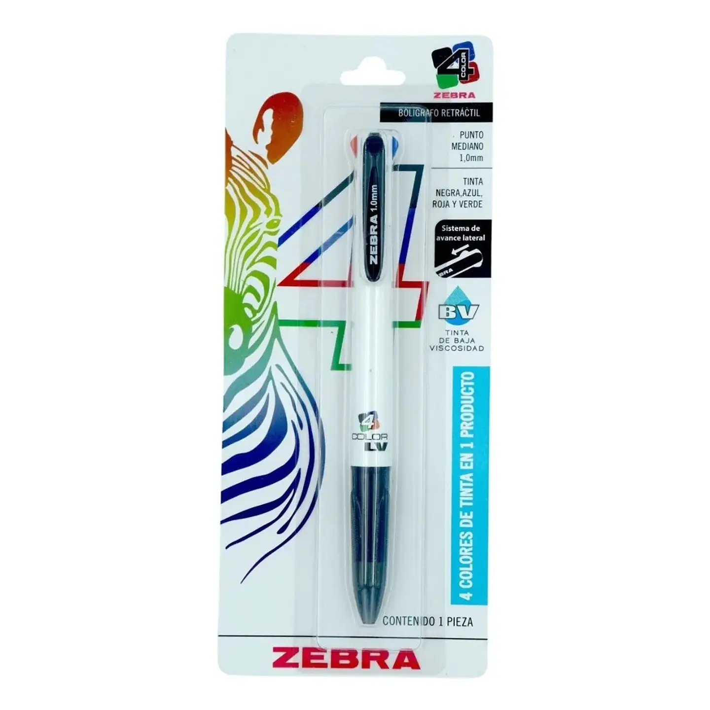Boligrafo Cuatricolor Cuatro Tintas En Uno Zebra Punto Medio Blanco Audífonos 1