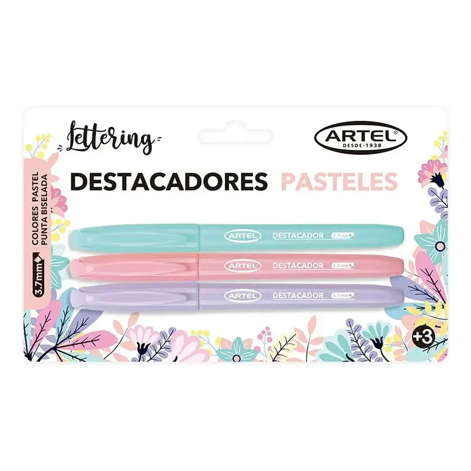 Destacador Colores Pasteles 3 Colores Artel 3 Colores Pasteles 1