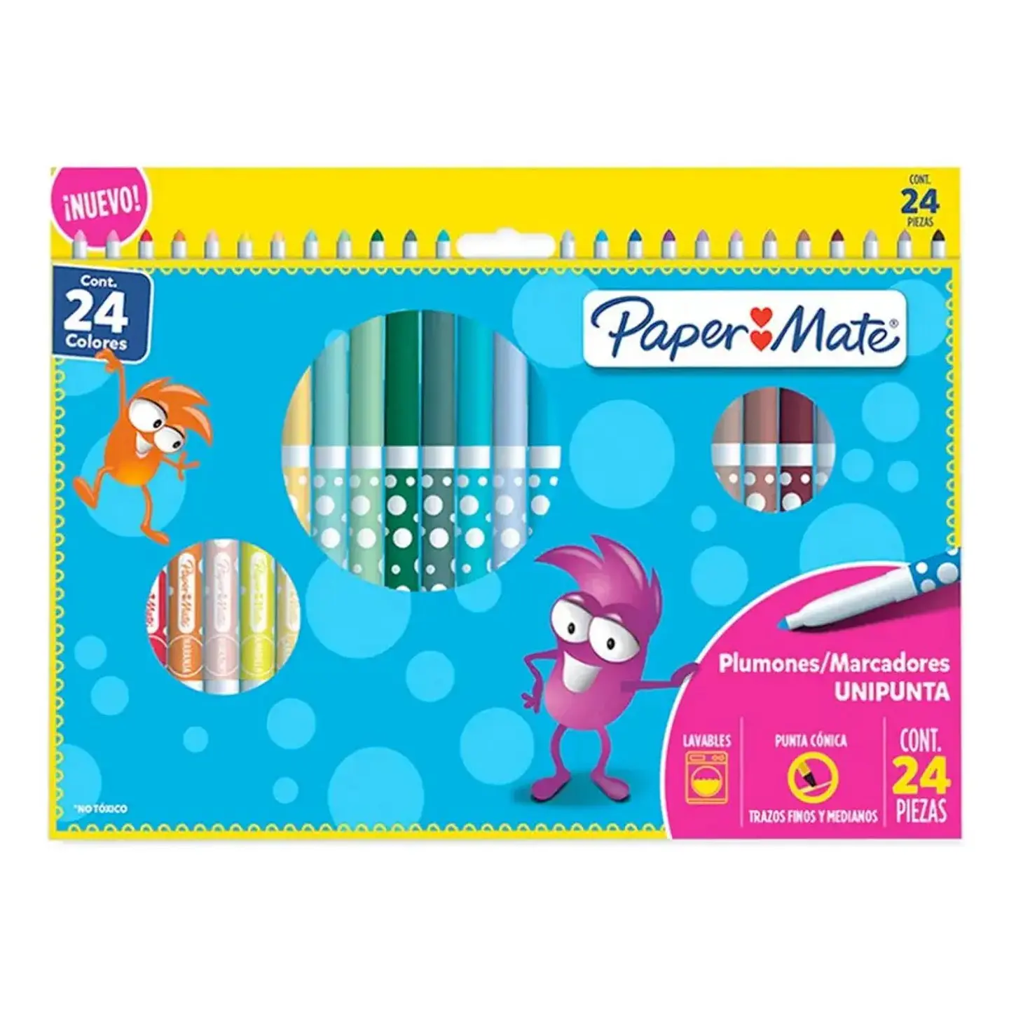 Marcadores Delgados Papermate Punta Media 24 Colores Surtidas 1