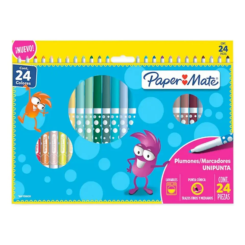 Marcadores Delgados Papermate Punta Media 24 Colores Surtidas 1