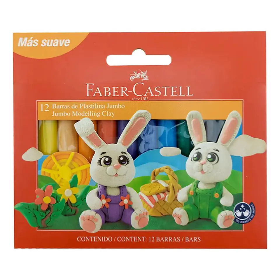 Plasticina Jumbo Faber Castell 12 Colores 1