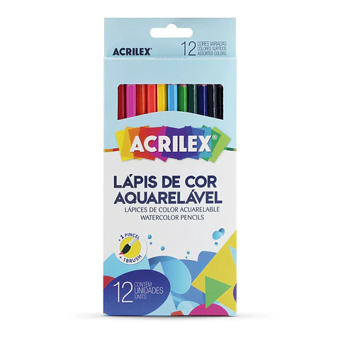 Lápices de Colores Acuarelables Hexagonales 12 Colores - Acrilex