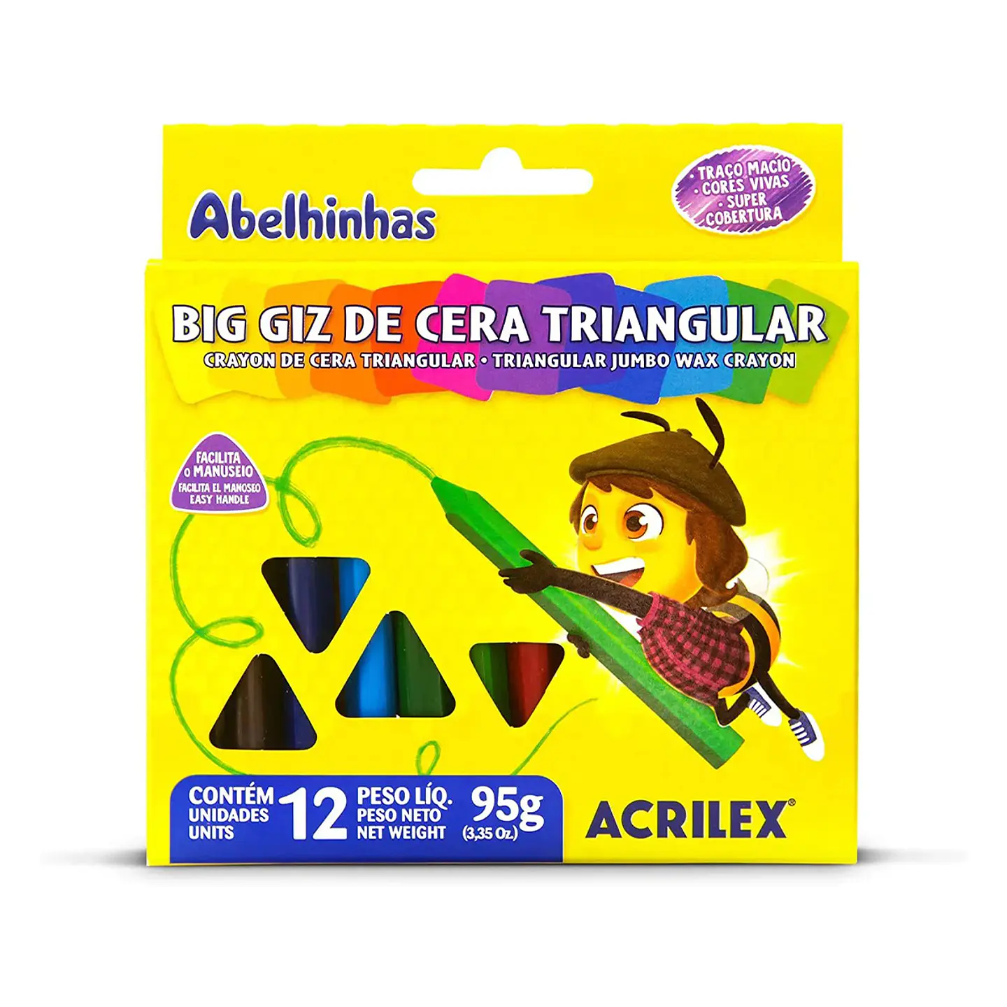 Lápices de Cera Triangulares 12 Colores 95grs - Acrilex 1
