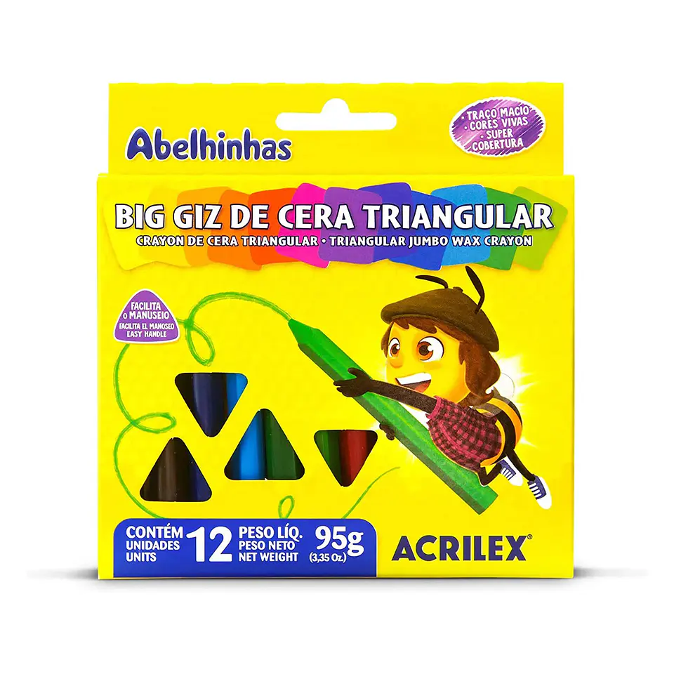 Lápices de Cera Triangulares 12 Colores 95grs - Acrilex 1
