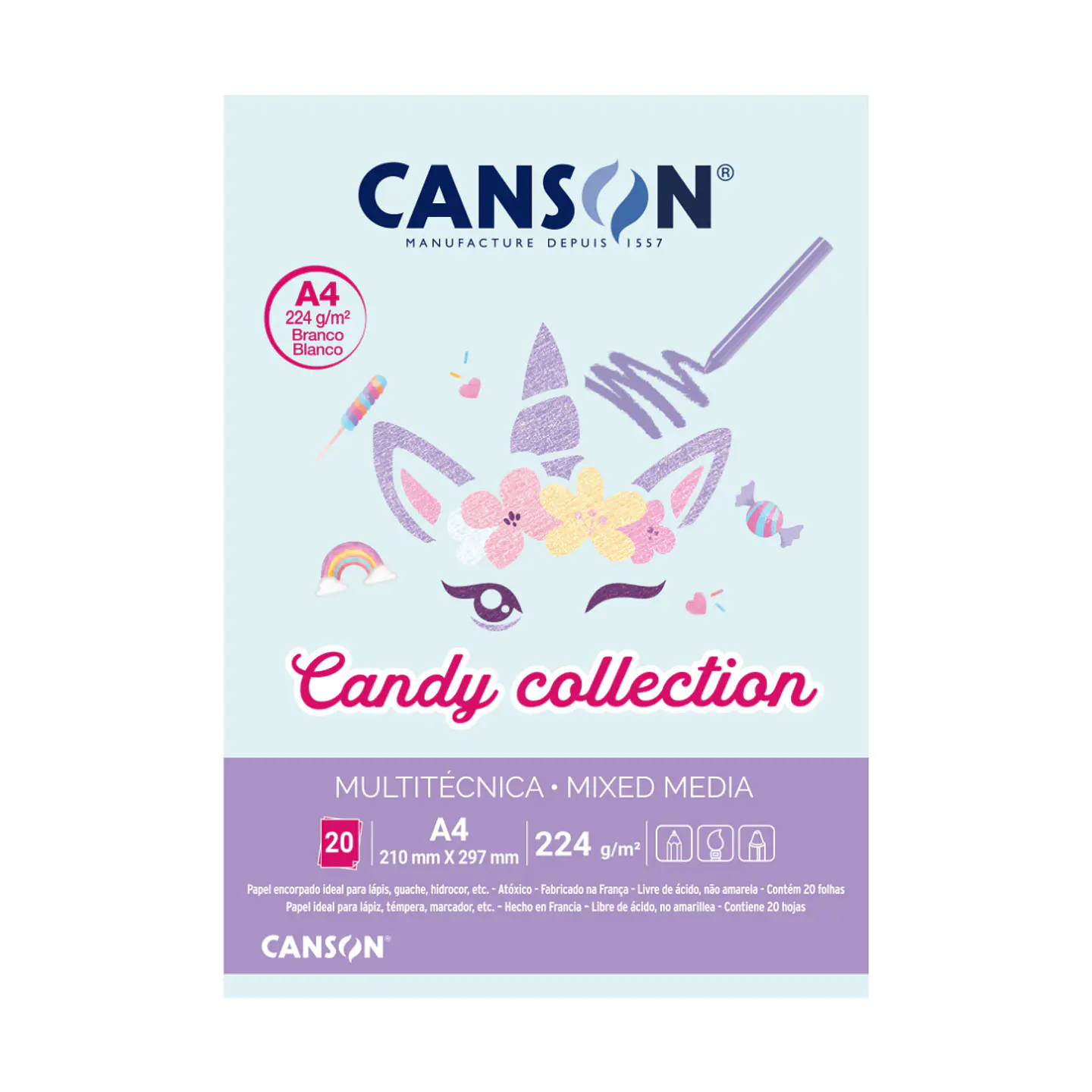 Block Canson Mix Media A4 20hj Candy 1