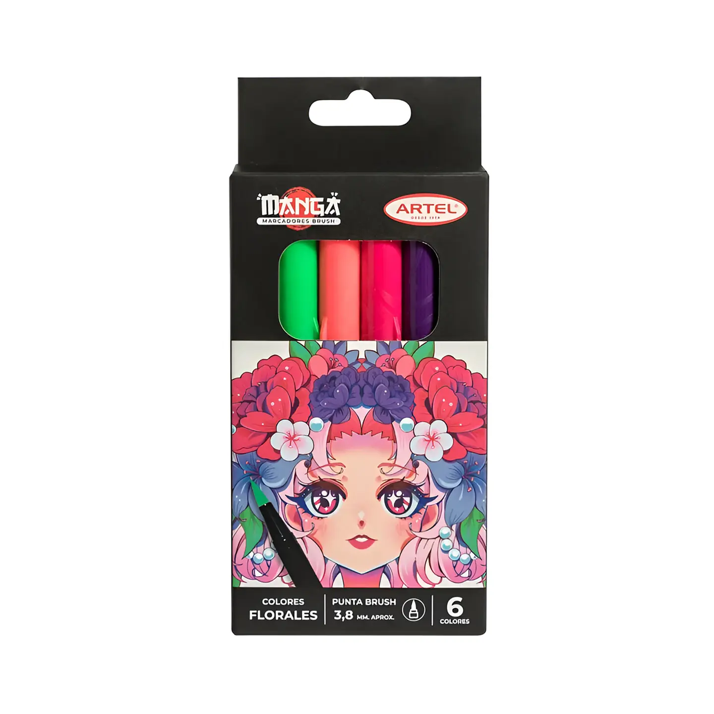 6 Marcadores Brush Colores Florales - Artel 1