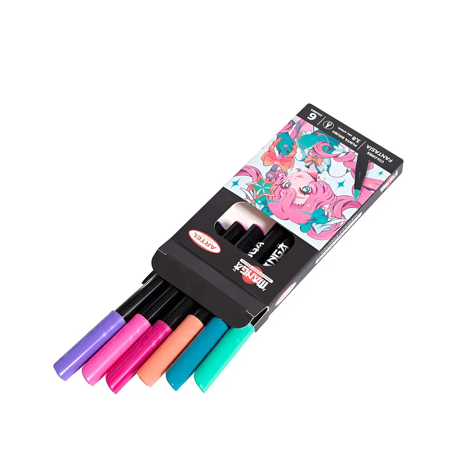 6 Marcadores Brush Colores Fantasía - Artel 3