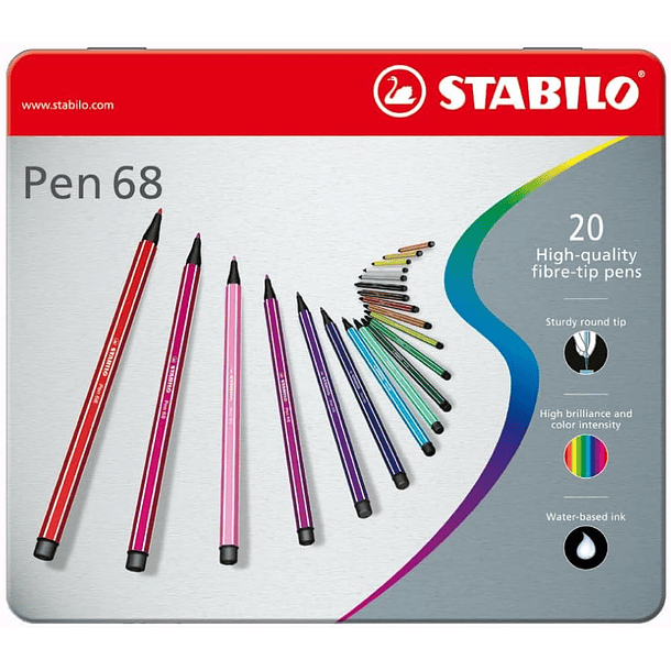 Rotulador Premium - STABILO Pen 68 - Lata de 20 - Colores surtidos