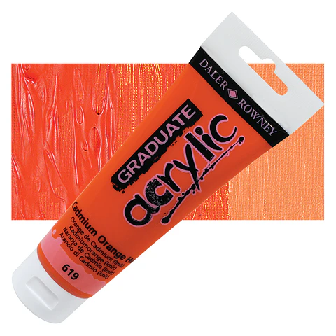 Acrílicos graduados Daler-Rowney - Tono naranja cadmio, tubo de 120 ml
