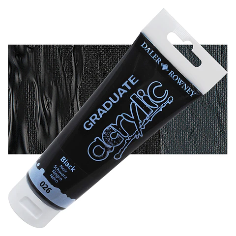 Acrílicos Negro, tubo de 120 ml Daler-Rowney 
