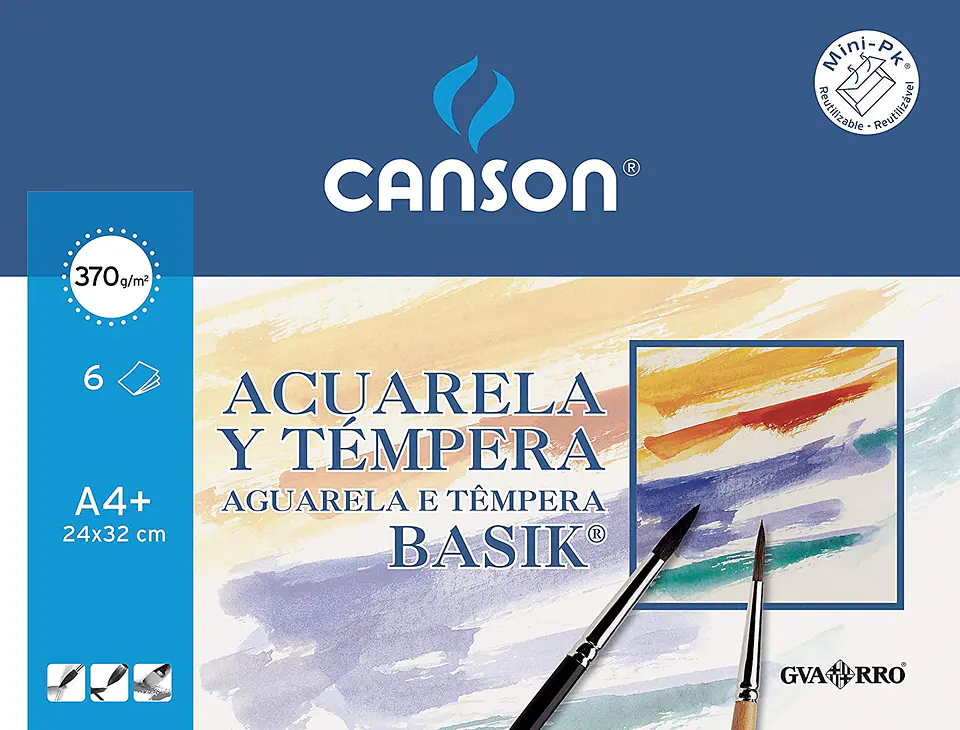 Canson 370gr Acuarela y tempera A4 1