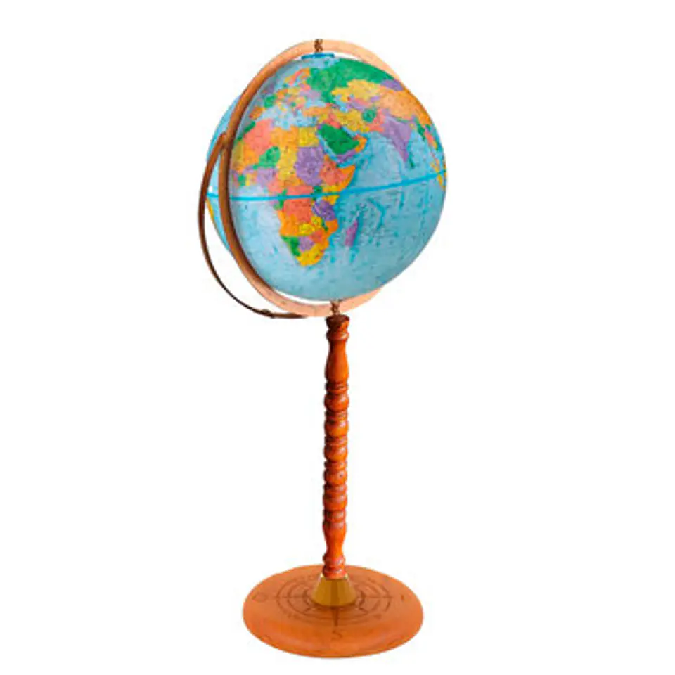 GLOBO OREGON BASE MADERA LARGA ROTACIÓN AZUL 30cm 1