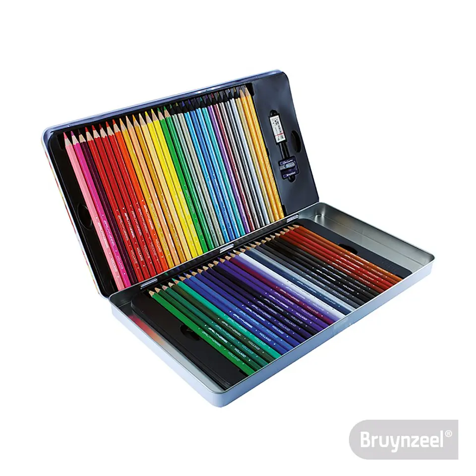Set 60 caja metálicas Bruenzeel Lápices + sacapuntas + goma 2