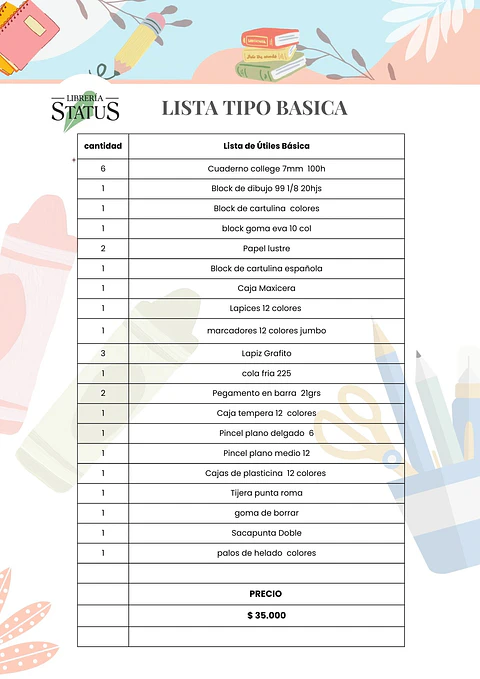 Pack escolar para Básica