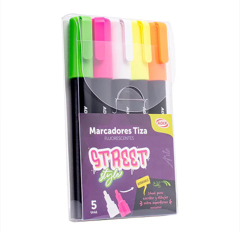 Marcador Tiza Fluorescente 5 un.