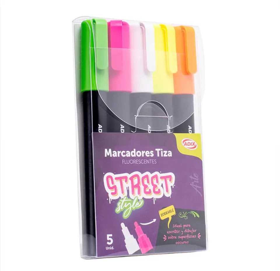 Marcador Tiza Fluorescente 5 un. 1