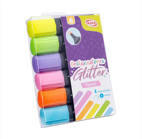 Destacador Glitter 6 Colores