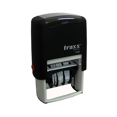 TIMBRE AUTOMATICO TRAXX CON FECHADOR ( 7050 ) 26 x 42 mm NEGRO