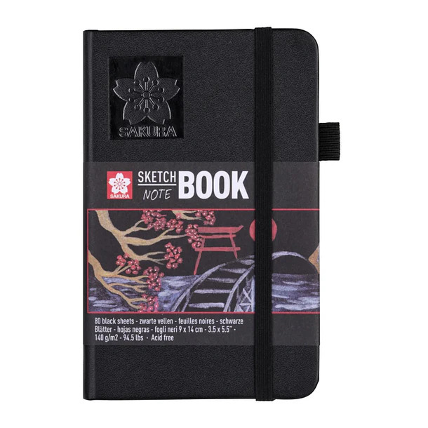 Sakura Sketch Note Book - Sketchbook PAPEL NEGRO 80 Hojas, 140 g/m2 9x14cm 1