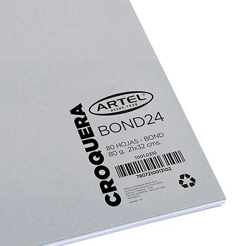 Croquera Bond Artel Espiral Oficio 80 Hojas