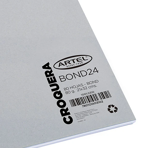 Croquera Bond Artel Espiral Oficio 80 Hojas 1