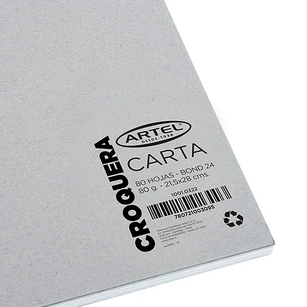 Croquera Bond Artel Carta 80 Hojas 21.5x28cm 1