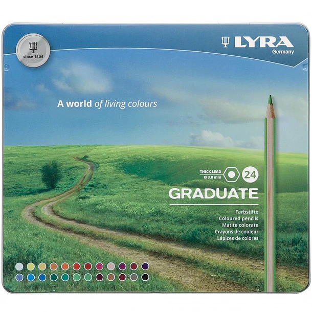 Lápices de Colores Lyra Graduate 24 Colores CAJA METALICA 3