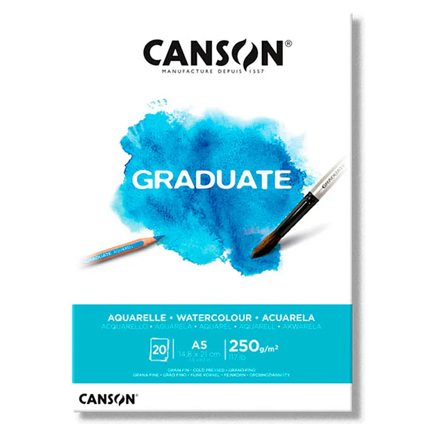 Canson Graduate - Block Acuarela 20 hojas 250 g/m2 A5