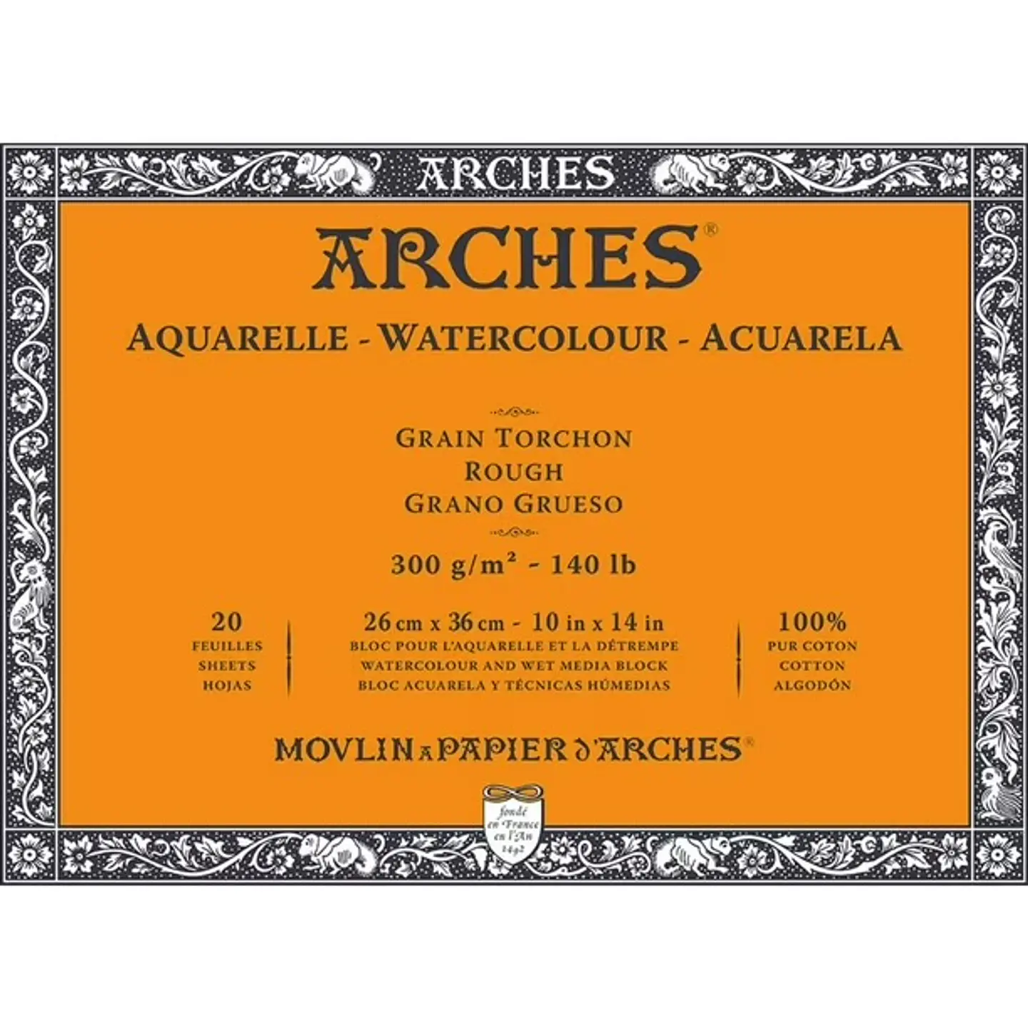 Block Acuarela Arches 300gr Grano Grueso 20 Hojas 26 x 36 cm 1