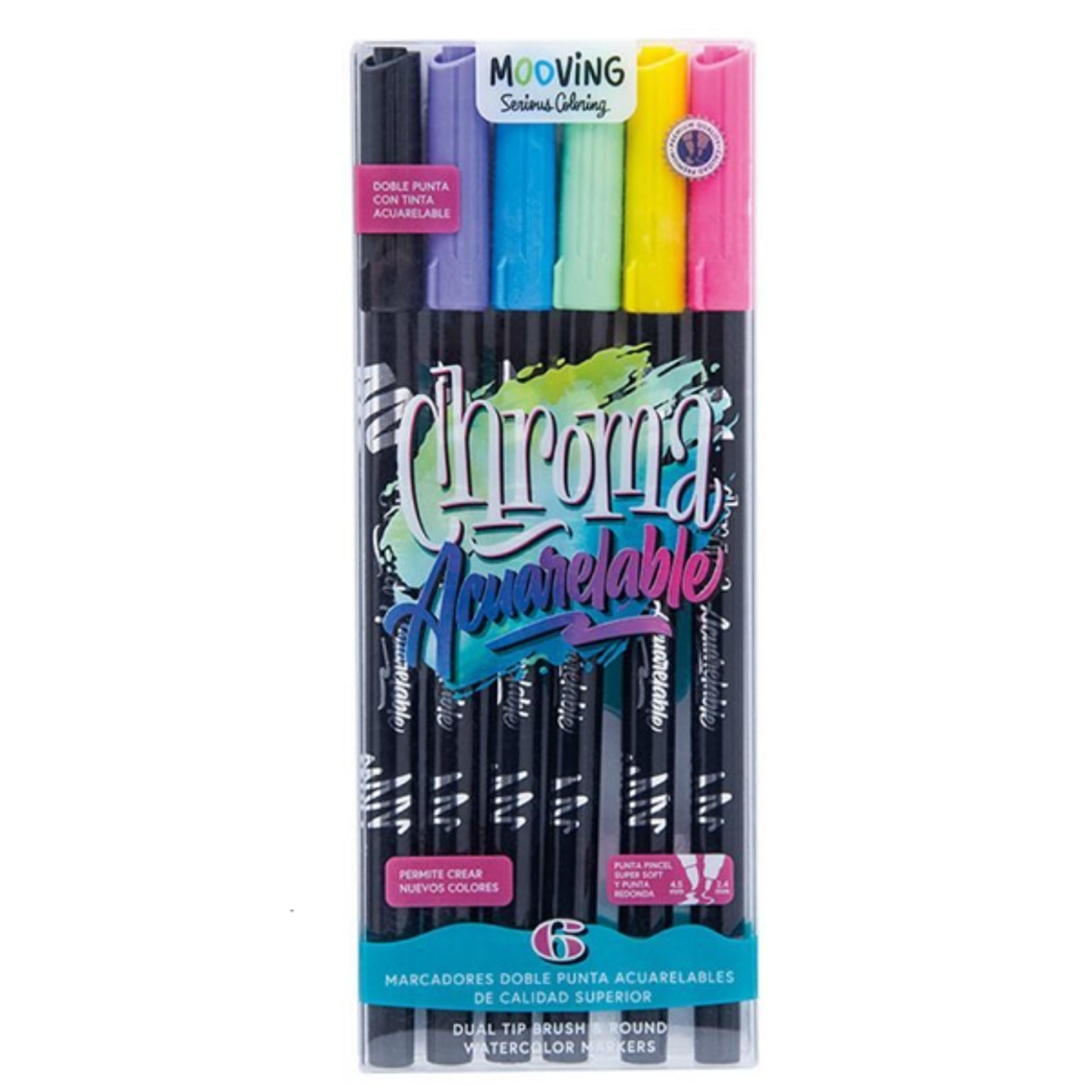 Estuche 6 Brush Doble Punta Acuarelables Premium 1