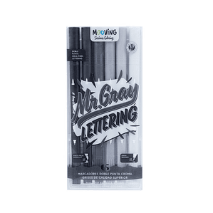 Estuche 6 Brush Doble Punta Escala Grises Premium