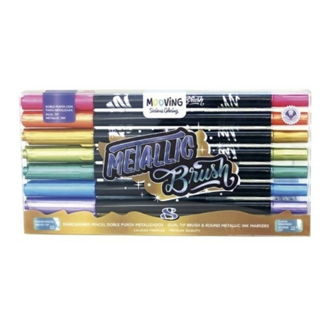 Estuche 8 Brush Doble Metalizados Premium 1
