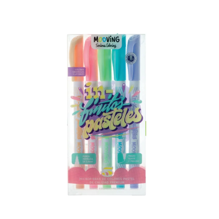 Estuche 5 Tiralineas De Colores Pastel Premium 1