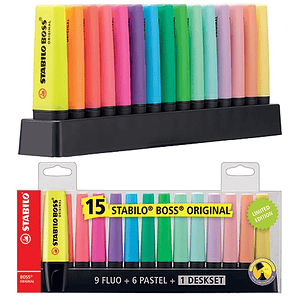 Stabilo boss original 15 colores + 1 deskset
