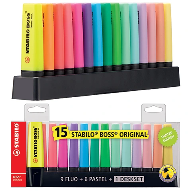 Stabilo boss original 15 colores + 1 deskset 1