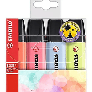 Stabilo boss original 4 colores pastel 70/4-3