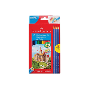 Faber Castell 12 ecolápices de color triangular +3 ecolápices de gráfito
