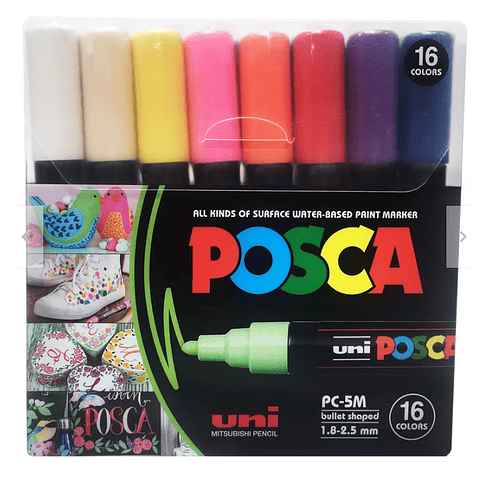 Posca PC-5M set 16 colores